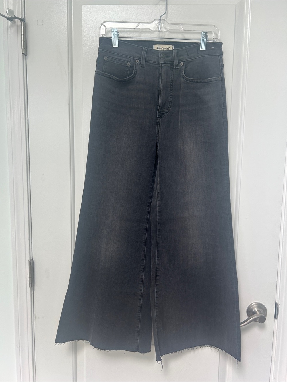 Madewell Faded Black Flared Wide-Leg Crop Jeans